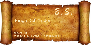 Bunya Sándor névjegykártya